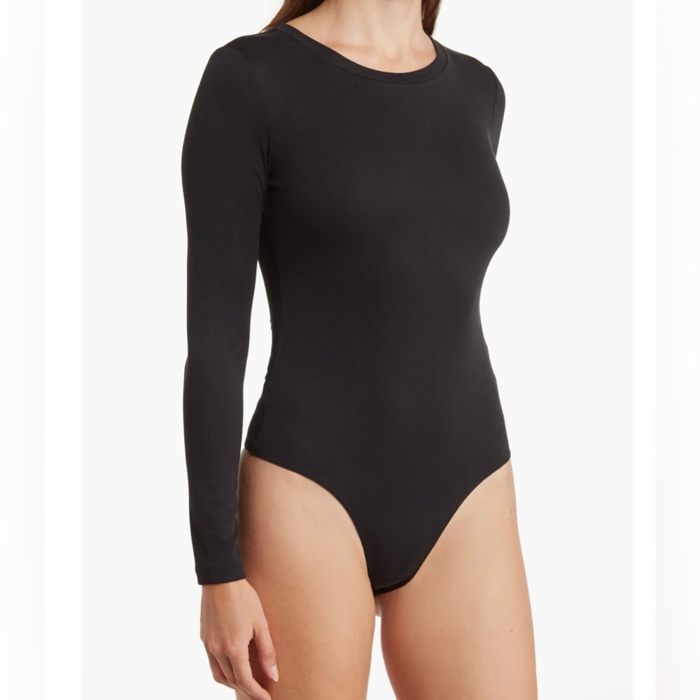 NWT BELLE DU JOUR BLACK RIBBED BODYSUIT SIZE LARGE SUPER CUTE!